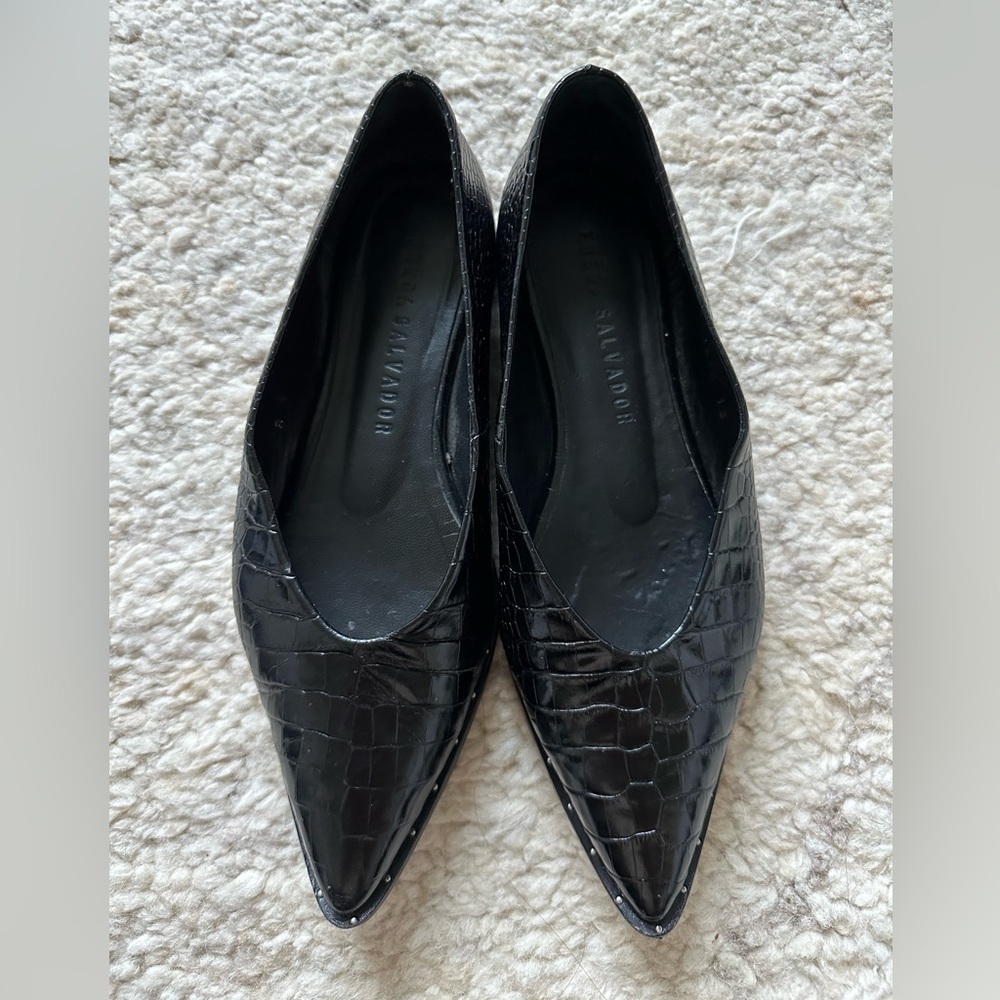 Freda Salvador Yvette Croc Ballet Flat | Black | 35.5 | 5.5